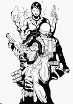 coloriage hellboy et sa bande